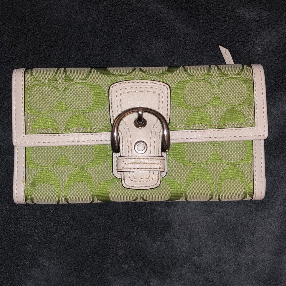 Green Coach trifold wallet